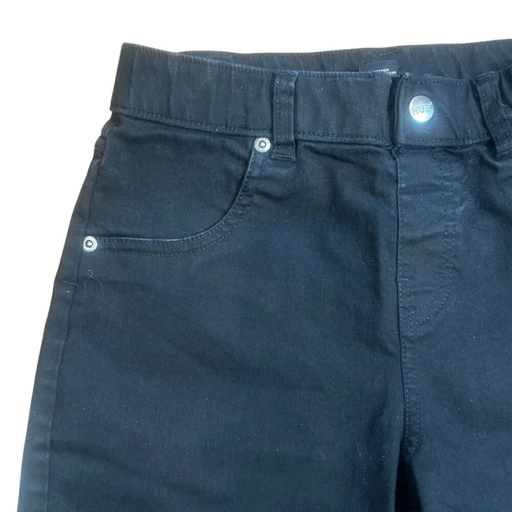 Hue Black Raw Edge Stretch Cotton Bermuda Shorts Size XS
